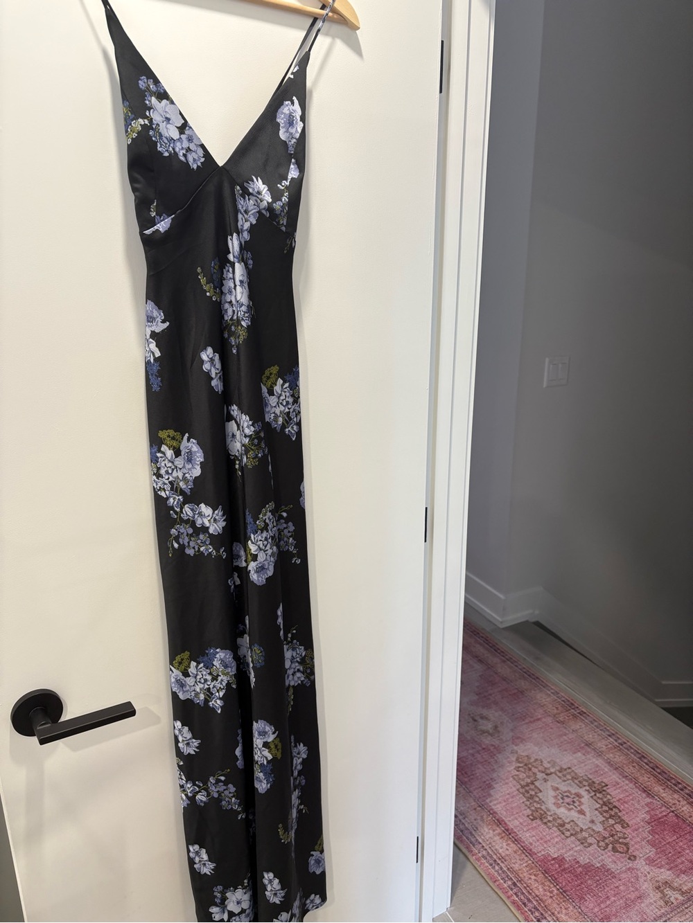 Park & Fifth Black Maxi Dress with Lavender Floral Print